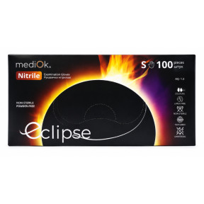 Нітрилові рукавички Mediok Eclipse чорні, розмір S, 100 шт